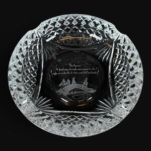 6"/1.5" STUART Clear Cut Crystal Glass Heavy Ashtray Vintage